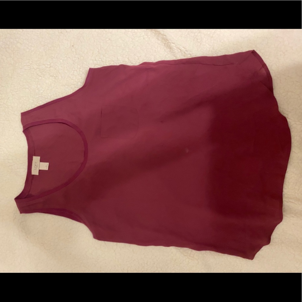 LOFT sleeveless purple shirt with front pocket